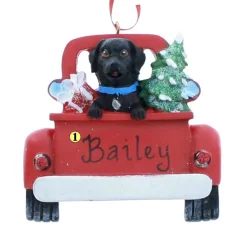 Black Lab In Back Of Truck Ornament