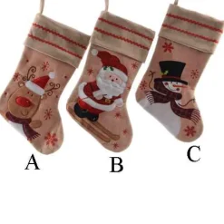 Burlap Christmas Characters Stocking
