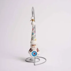 Candy Dotted Claus Glass Ornament