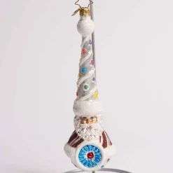 Candy Dotted Claus Glass Ornament