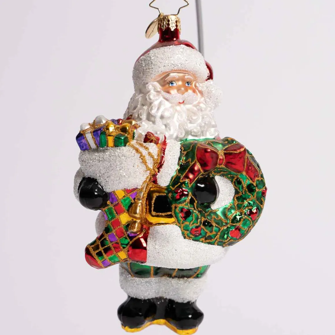 Christmas Splendor Claus Glass Ornament