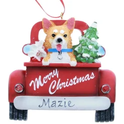 Corgi In Back Of Truck Ornament