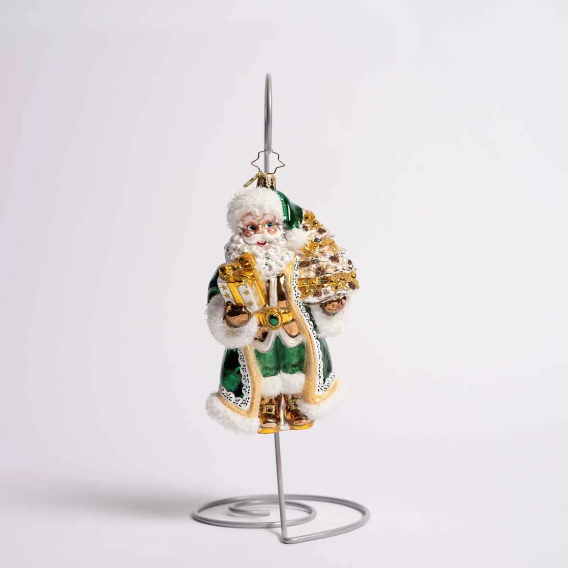 Emerald City Santa Glass Ornament