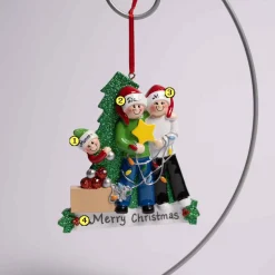 Family Of 3 Decorating Tree