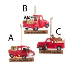 Farm Animal With Red Truck Ornament