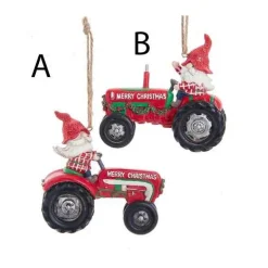 Farm Gnome Riding Tractor Ornament