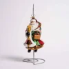Festive Floral Santa Glass Ornament