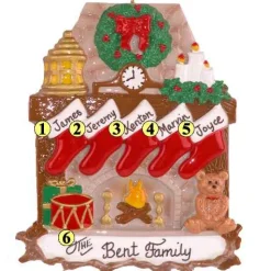 Fireplace With Stockings Family Of 5