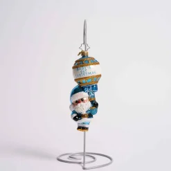 First Christmas Rattle Baby Blue Glass Ornament