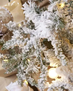 7.5Ft Snowy Flocked Slim Balsam Pine With G40 And Led Lights