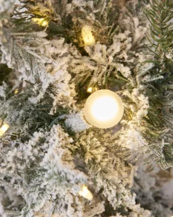 7.5Ft Snowy Flocked Slim Balsam Pine With G40 And Led Lights