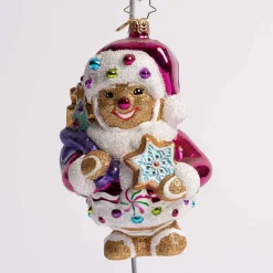Gingersnap Santa Glass Ornament