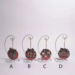 Gingham Holiday Round Ornament