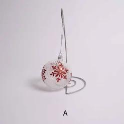 Glass Red And White Snowflake Ornament