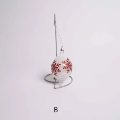 Glass Red And White Snowflake Ornament