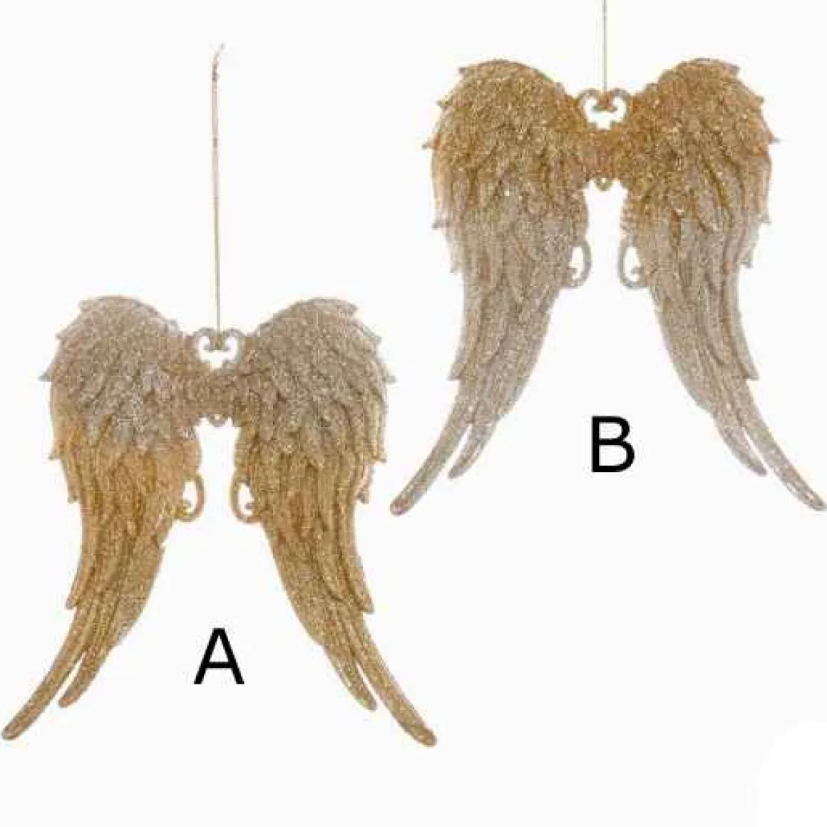 Gold & Silver Glitter Angel Wing Ornament