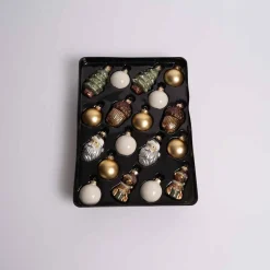Gold White Miniature Ornament Set Of 18