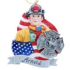 4In Fireman With Flag Badge