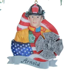 4In Fireman With Flag Badge