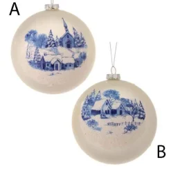 5In Glass Delft Scene Ball Ornament