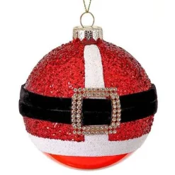 4In Glass Glitter Santa Ball Ornament