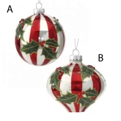 4In Glass Stripe Holly Ball