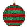 4In Red Green Glitter Stripe Ball