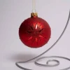 3Inch Red Glass Ball With Snowflake