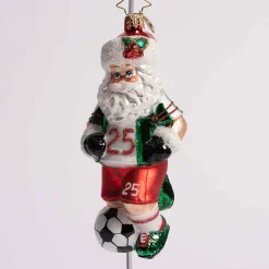 Kick It Like Kringle Glass Ornament