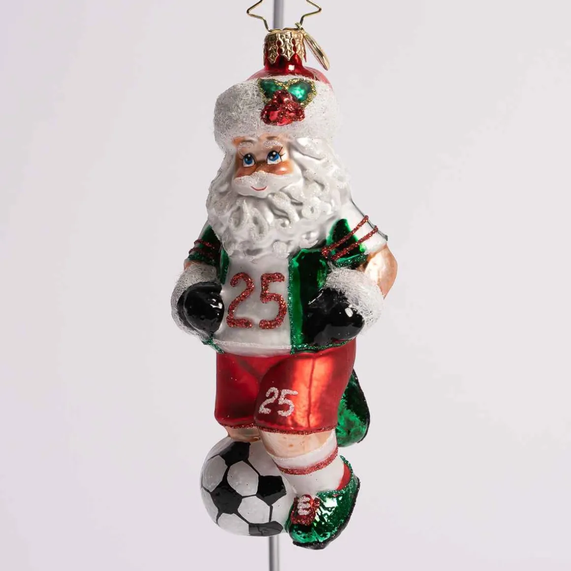 Kick It Like Kringle Glass Ornament