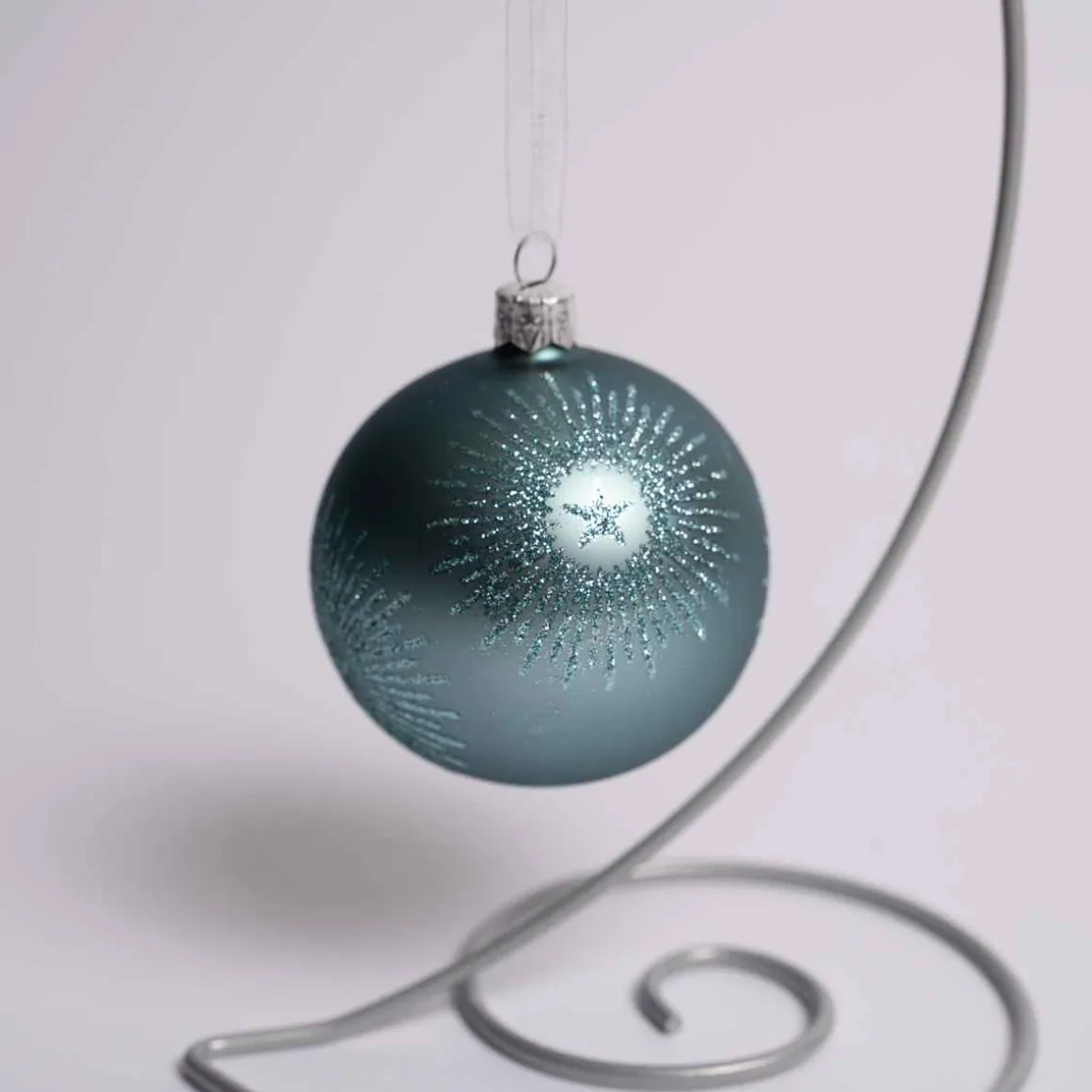 Light Blue Glass Glitter Starburst Ball