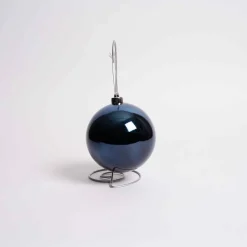 140Mm Midnight Blue Shiny Ball Ornament Box Of 2