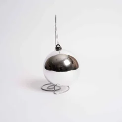 140Mm Silver Shiny Ball Ornament Box Of 2