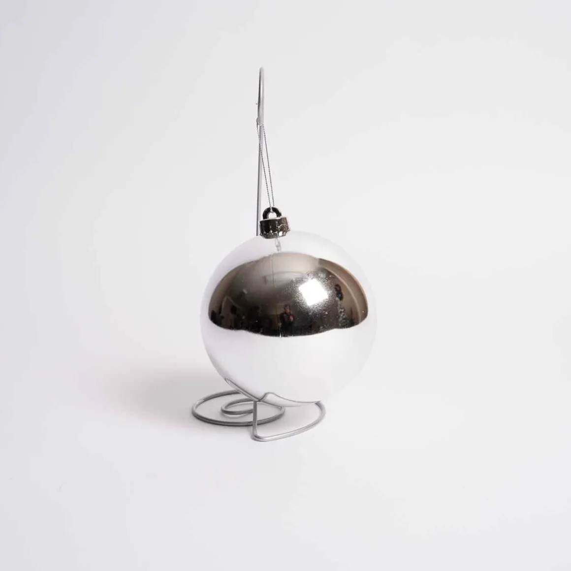 140Mm Silver Shiny Ball Ornament Box Of 2