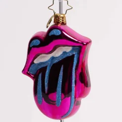 Neon Psychedelic Rolling Stones Glass Gem Ornament