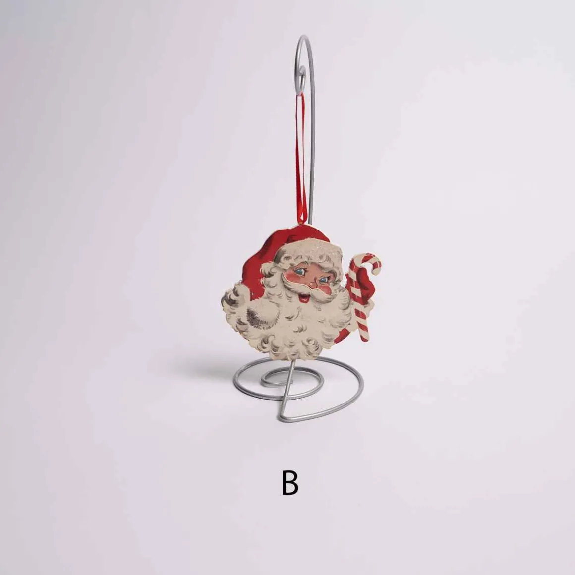Nostalgic Santa With Candy Cane Ornament