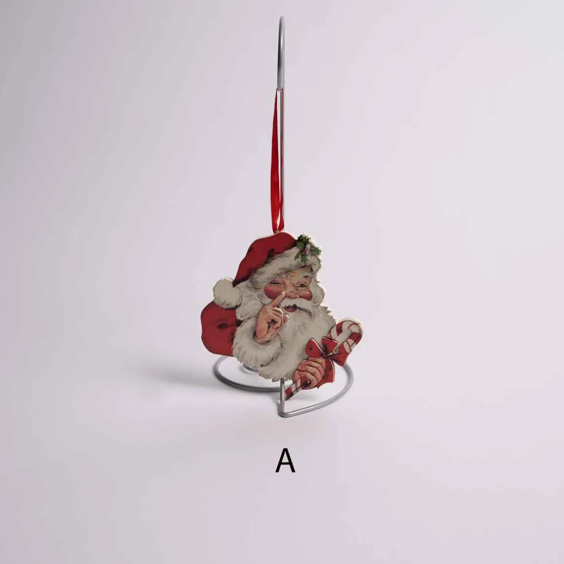 Nostalgic Santa With Candy Cane Ornament