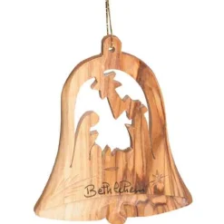 Olivewood Bell Nativity Ornament