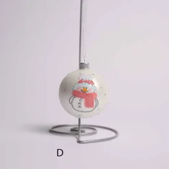 Pink Or White Glass Ball With Santa Or Snowman