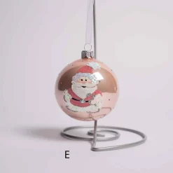 Pink Or White Glass Ball With Santa Or Snowman