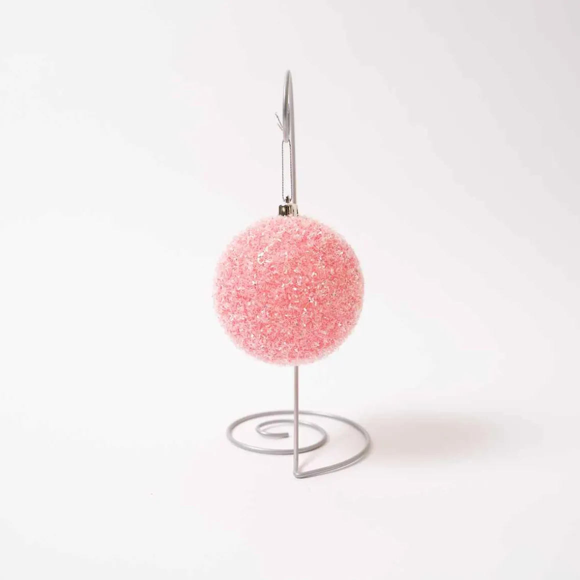 Pink Sparkle Tinsel Ball Ornament