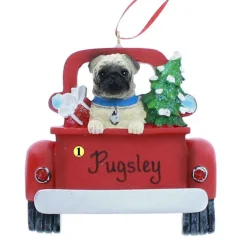 Pug In Back Of Truck Ornament