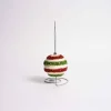 Red Green Tinsel Stripe Ball Ornament