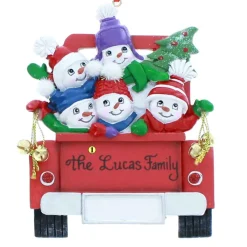 Red Truck Family Of Five Ornament