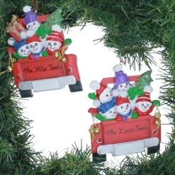 Red Truck Family Of Four Ornament
