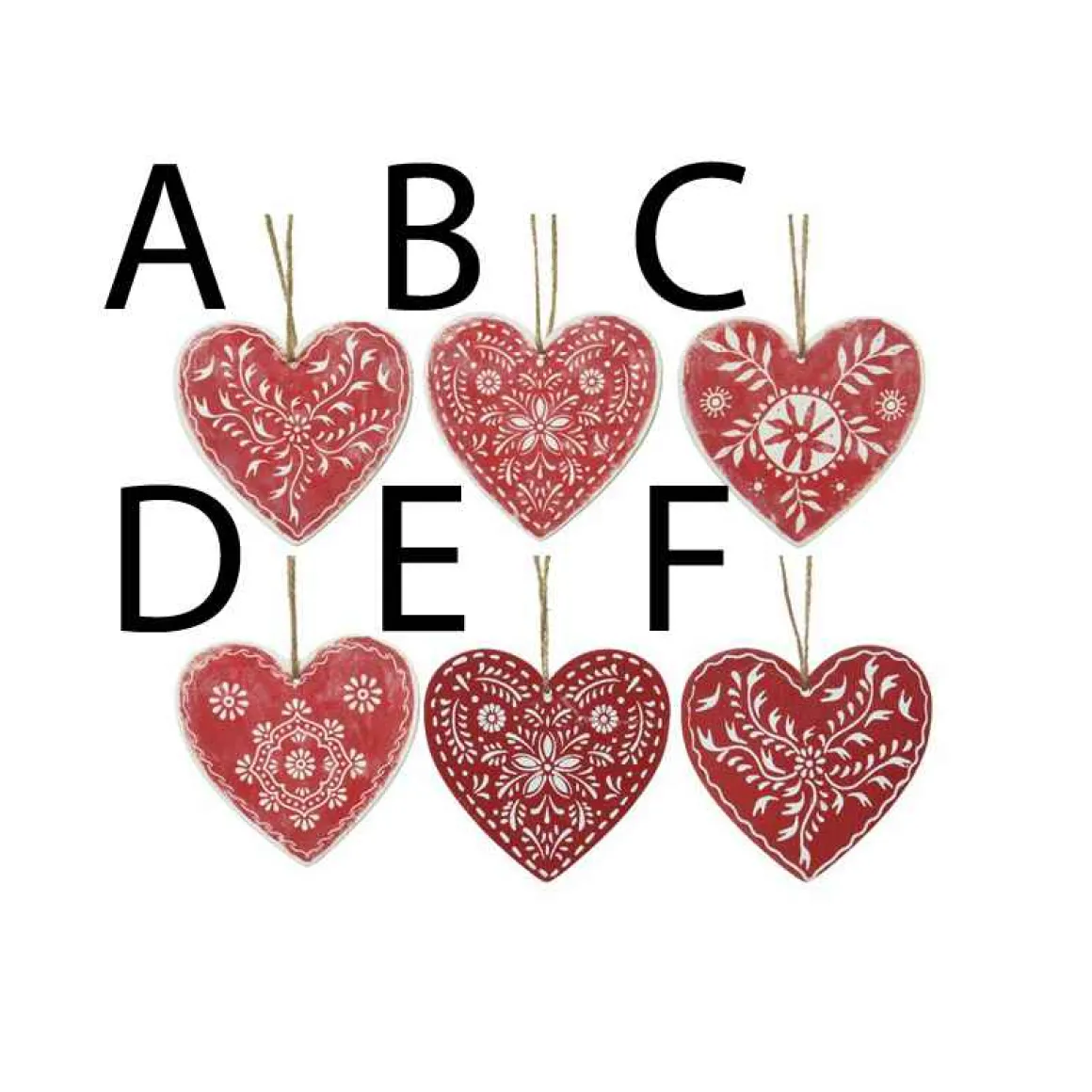 Red White Flower Heart Ornament