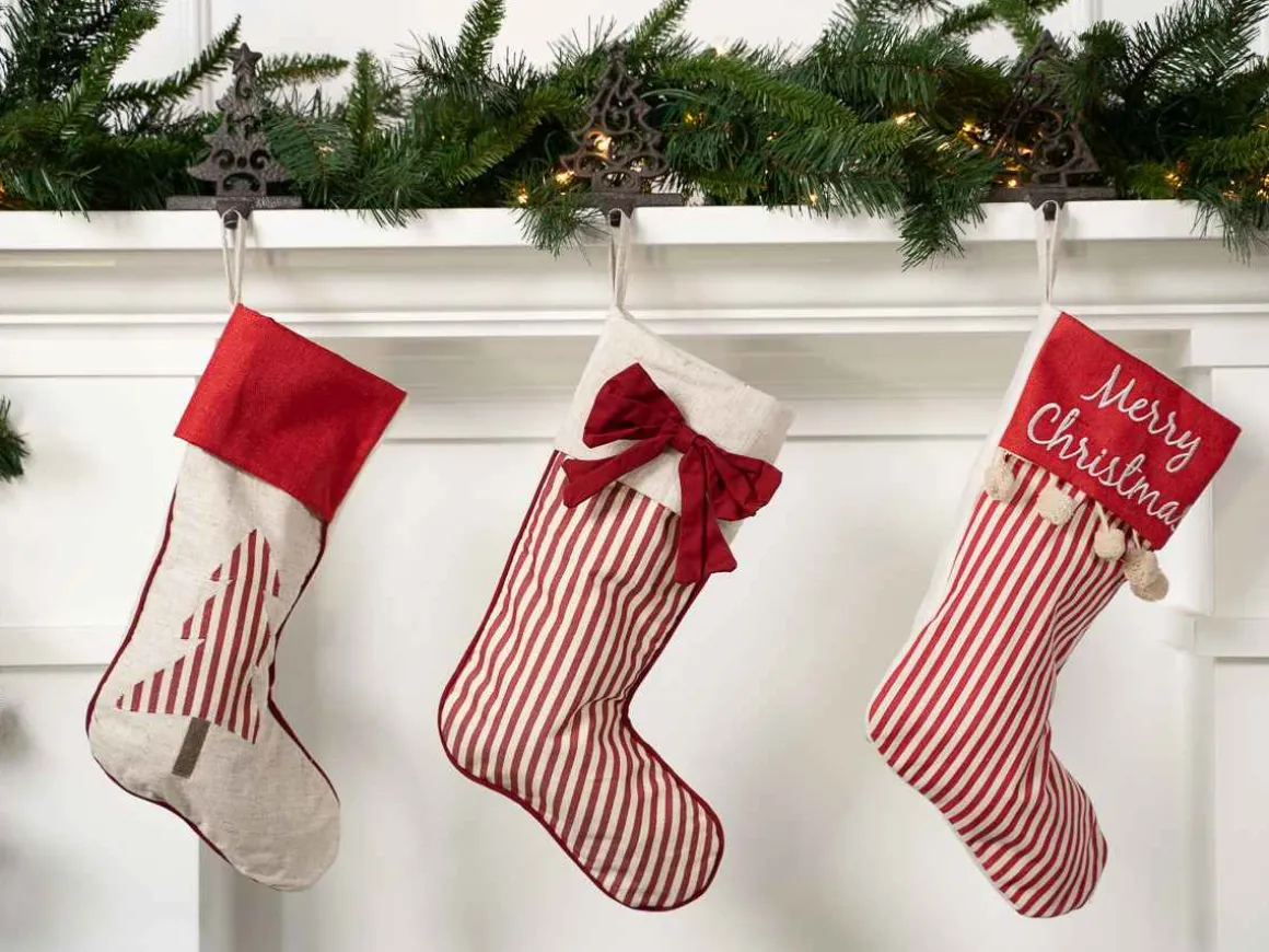 Red White Ticking Stockings