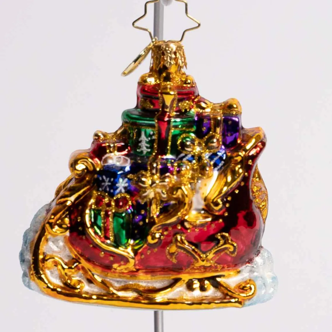 Regally Radiant Sleigh Glass Gem Ornament