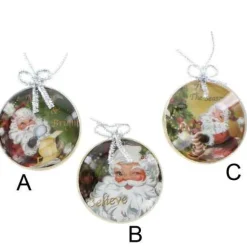 Retro Santa Disk Ornaments
