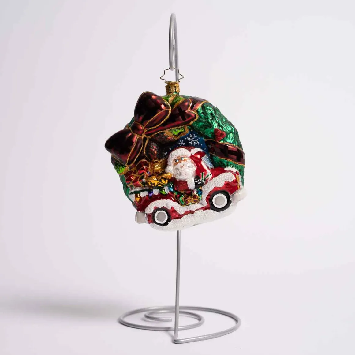 Rustic Christmas Wreath Glass Ornament